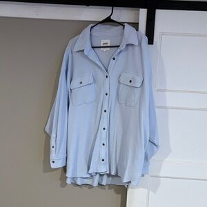 Light Blue waffle knit Button-Up Shirt